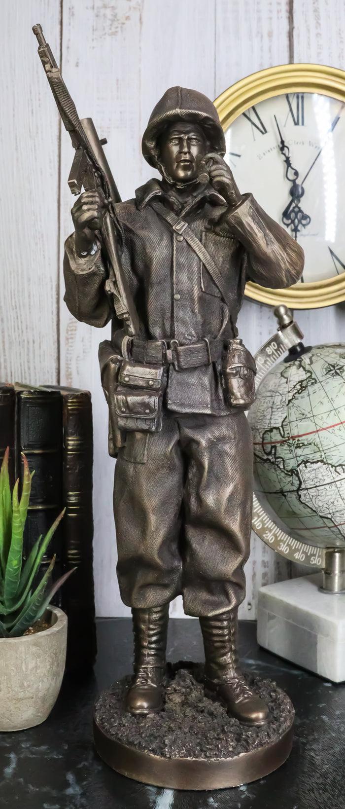 ebros gift Ebros Military WW2 Staff Sergeant Squad Commander Smoking Cigar Statue Military War Era Soldier Decorative Figurine 13.25"Tall