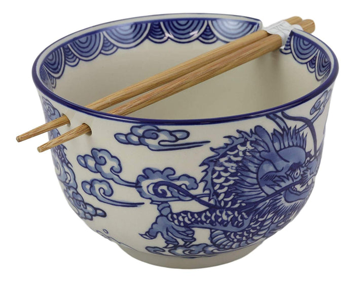 Ebros Gift Ebros Ming Dragon Ramen Soup Bowl With Built In Chopsticks Rest & Chopstick