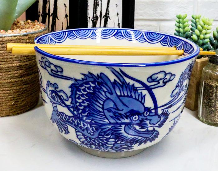 ebros gift Ebros Ming Dragon Ramen Soup Bowl With Built In Chopsticks Rest & Chopstick