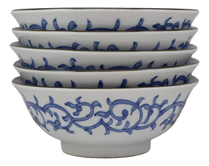 Ebros Gift Ebros Ming Style Floral Vines Ceramic Bowls Pack Of 5 Made In Japan 32oz 8"Dia