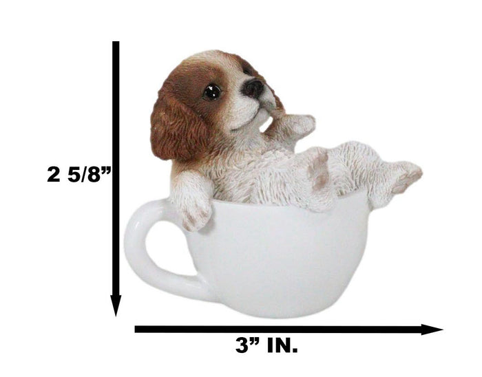 Ebros Gift Ebros Mini Adorable Cavalier King Charles Spaniel Dog Teacup Statue Pet Pal 2.5"H