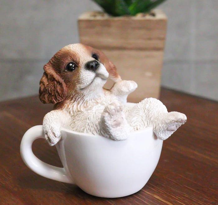 ebros gift Ebros Mini Adorable Cavalier King Charles Spaniel Dog Teacup Statue Pet Pal 2.5"H