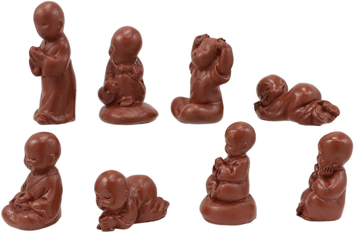 Ebros Gift Ebros Mini Hotei Jizo Buddha Monks In Multiple Poses Miniature Figurine Set Of 8