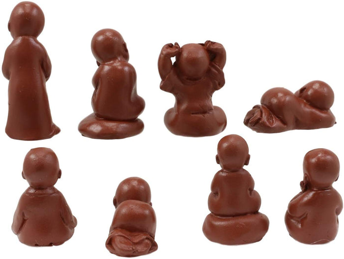 Ebros Gift Ebros Mini Hotei Jizo Buddha Monks In Multiple Poses Miniature Figurine Set Of 8