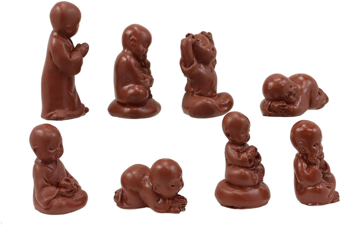 Ebros Gift Ebros Mini Hotei Jizo Buddha Monks In Multiple Poses Miniature Figurine Set Of 8
