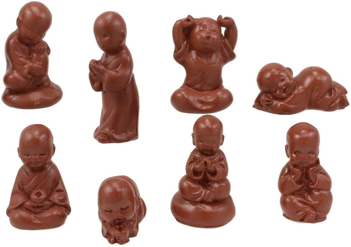 ebros gift Ebros Mini Hotei Jizo Buddha Monks in Multiple Poses Miniature Figurine Set of 8