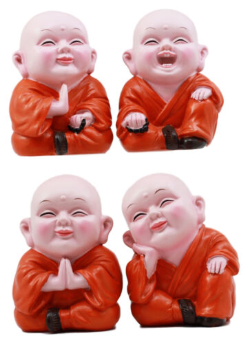 ebros gift Ebros Mini Hotei Joyful Buddha Figurine Set of 4 Shaolin Kung Fu Happy Buddhist Monks
