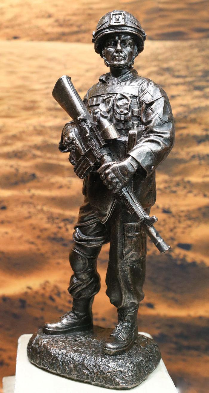ebros gift Ebros Modern Military Marine Soldier On Guard Carrying Rifle Decorative Figurine 10"H
