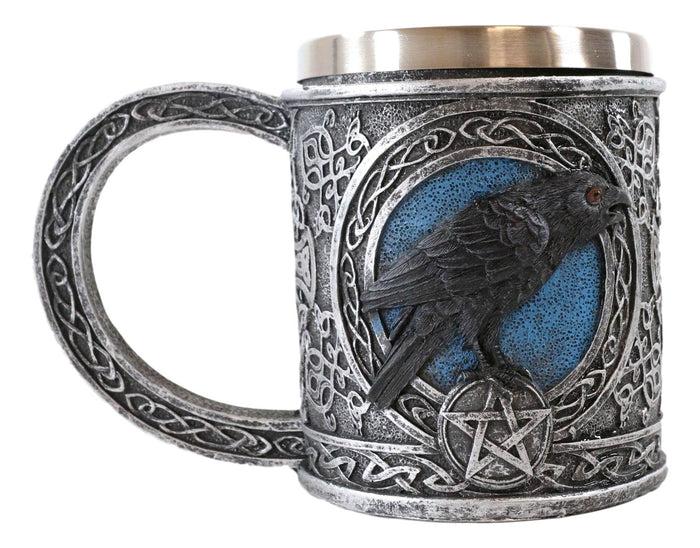 Ebros Gift Ebros Moonlight Raven With Celtic Tribal Tattoo Drinking Mug Cup 6.25"W