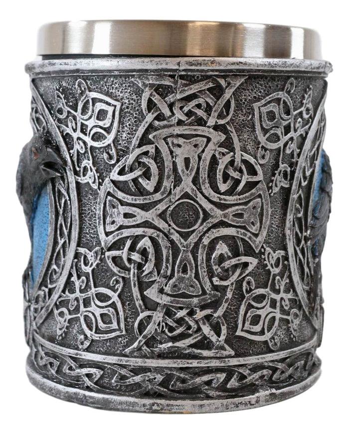 Ebros Gift Ebros Moonlight Raven With Celtic Tribal Tattoo Drinking Mug Cup 6.25"W