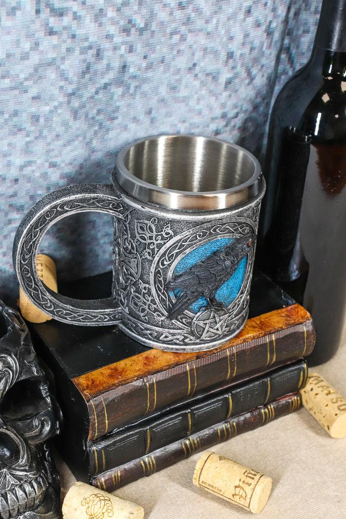Ebros Gift Ebros Moonlight Raven With Celtic Tribal Tattoo Drinking Mug Cup 6.25"W