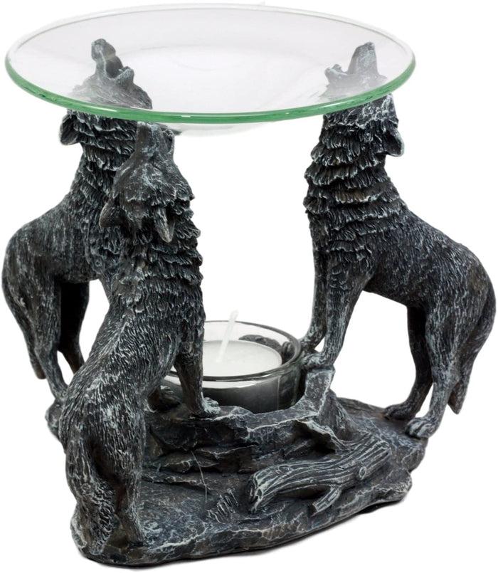 Ebros Gift Ebros Moonlight Three Howling Wolves Oil Warmer Or Wax Tart Burner Diffuser