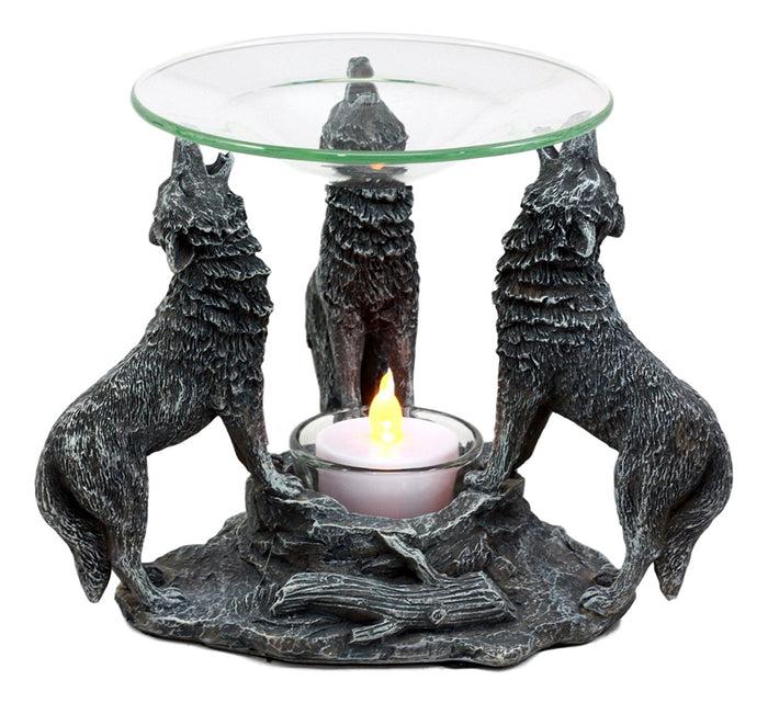 Ebros Gift Ebros Moonlight Three Howling Wolves Oil Warmer Or Wax Tart Burner Diffuser