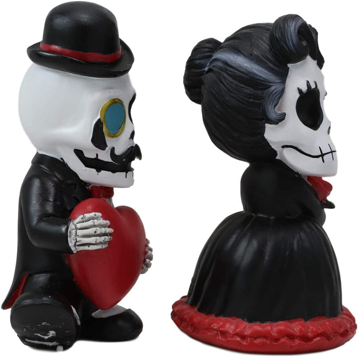 Ebros Gift Ebros Mr And Mrs Poe Gothic Romantic Skeleton Couple With Big Red Heart SET OF 2