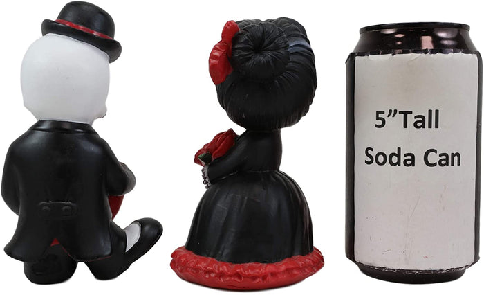 Ebros Gift Ebros Mr And Mrs Poe Gothic Romantic Skeleton Couple With Big Red Heart SET OF 2