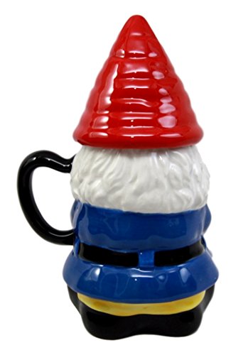 Ebros Gift Ebros Mr Gnome Eating Cookie Lidded Ceramic Mug Coffee Cup Home Kitchen Decor