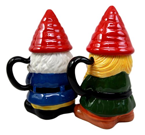 Ebros Gift Ebros Mr & Mrs Gnome Couple Ceramic Mug Coffee Cup Set Home Kitchen Figurine