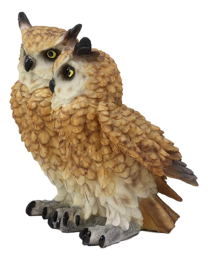 Ebros Gift Ebros Mystical Two Brown Great Horned Owl Couple Statue 7.25"Tall Whimsical Forest Nocturnal Taxidermy Owls Figurine