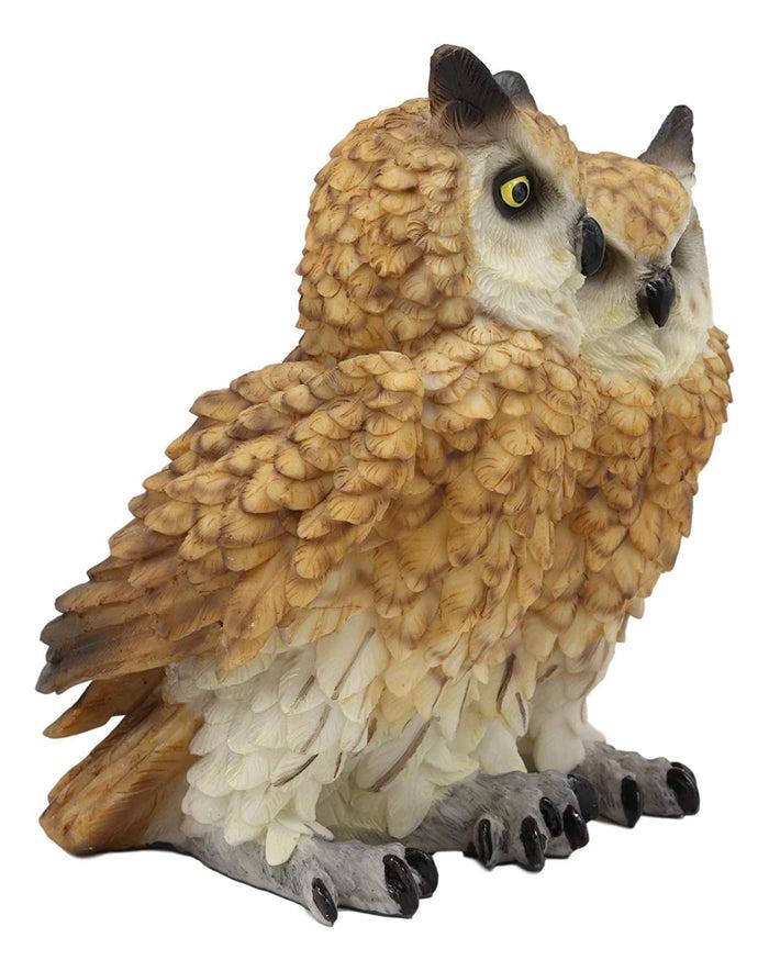 Ebros Gift Ebros Mystical Two Brown Great Horned Owl Couple Statue 7.25"Tall Whimsical Forest Nocturnal Taxidermy Owls Figurine