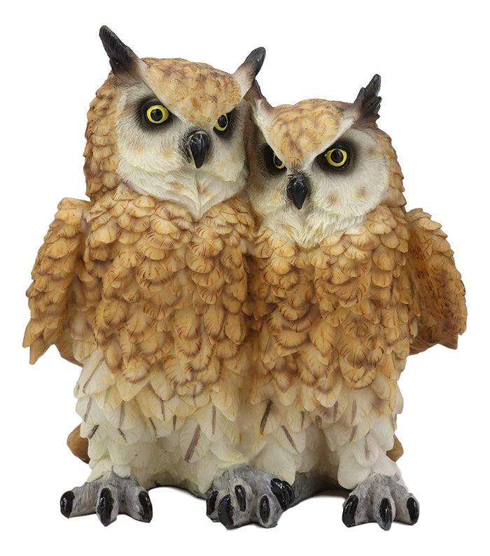 ebros gift Ebros Mystical Two Brown Great Horned Owl Couple Statue 7.25"Tall Whimsical Forest Nocturnal Taxidermy Owls Figurine