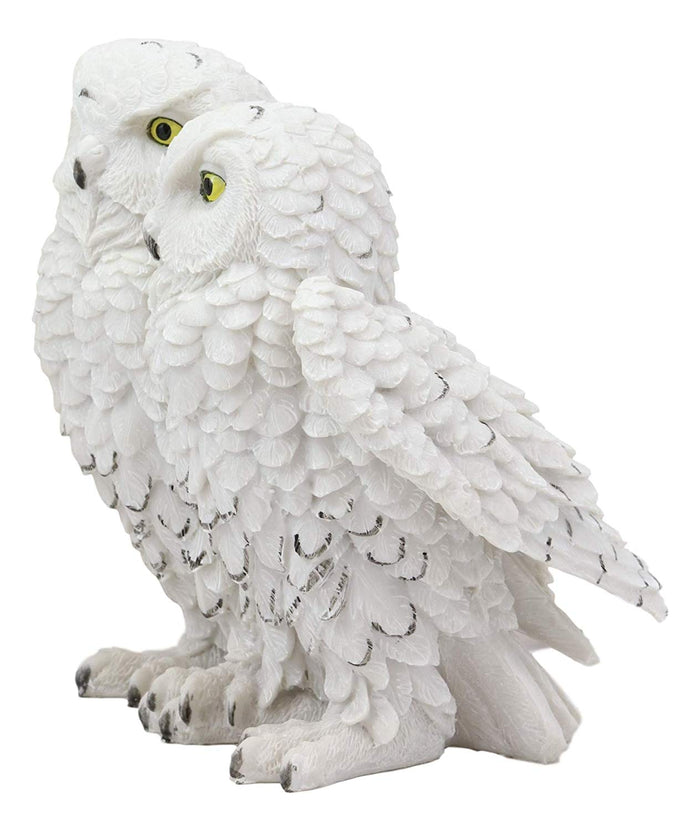 Ebros Gift Ebros Mystical Two Snow White Owls Couple Statue 7.25"Tall Whimsical Figurine