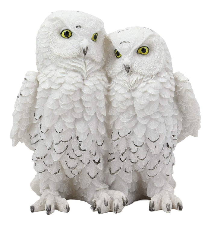 Ebros Gift Ebros Mystical Two Snow White Owls Couple Statue 7.25"Tall Whimsical Figurine