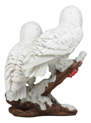 Ebros Gift Ebros Mystical Two White Snowy Owl Couple Perching On Tree Branch Statue 12.25"Tall