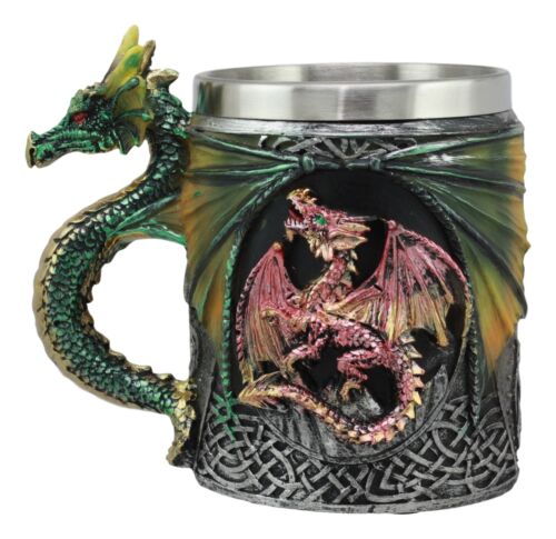 Ebros Gift Ebros Mythical Fantasy Fire And Earth Dragon With Celtic Knotwork Novelty Coffee Mug