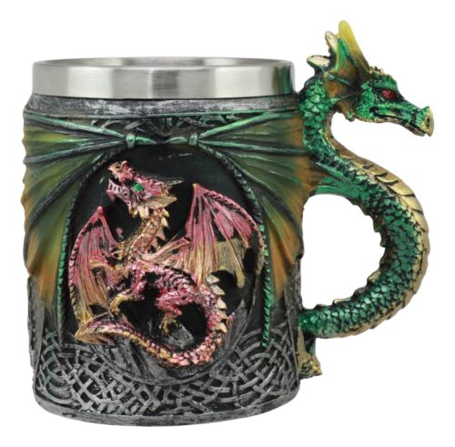Ebros Gift Ebros Mythical Fantasy Fire And Earth Dragon With Celtic Knotwork Novelty Coffee Mug