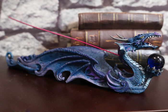 ebros gift Ebros Myths And Legends Blue Leviathan Deep Sea Dragon Incense Stick Holder Figurine