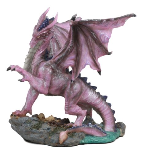 Ebros Gift Ebros Myths And Legends Twilight Pink River Dragon Statue Medieval Renaissance Serpentine Draco Fireball Breathing Creature Decor Figurine