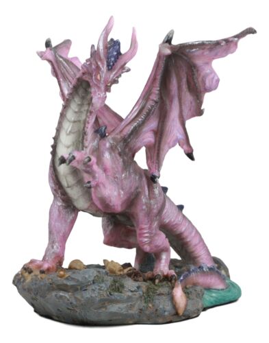 ebros gift Ebros Myths and Legends Twilight Pink River Dragon Statue Medieval Renaissance Serpentine Draco Fireball Breathing Creature Decor Figurine