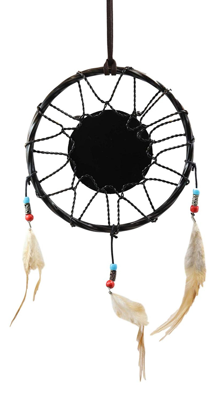 Ebros Gift Ebros Native American Horned Bison Steer Cow Skull Dreamcatcher With Beaded Feathers