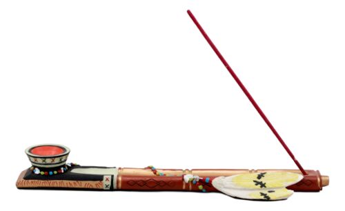 ebros gift Ebros Native Indian Covenant Peace Pipe Calumet Incense Burner Fragrance Statue