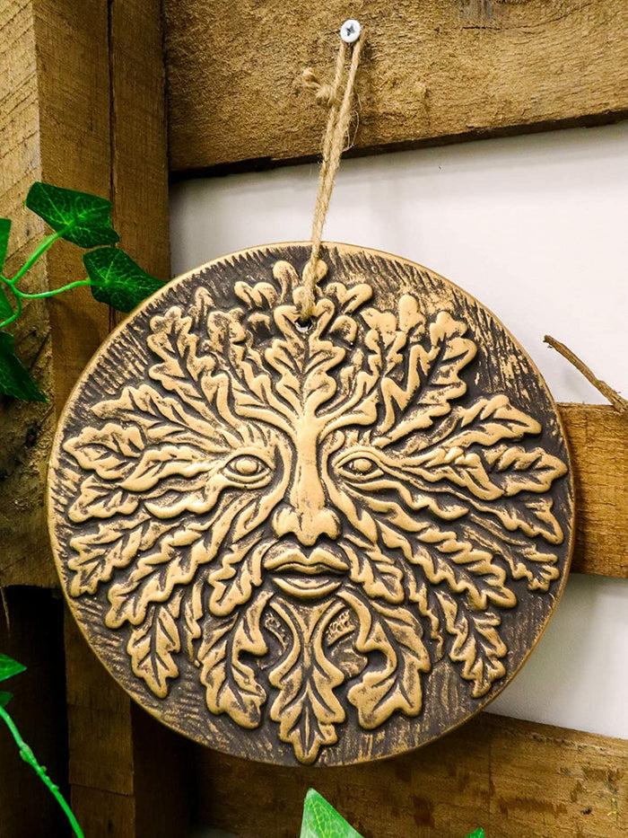 ebros gift Ebros Nature Spirit God Celtic Greenman Terracotta Round Medal Wall Decor Plaque