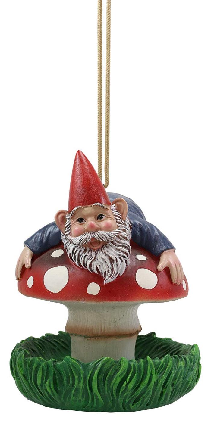 Ebros Gift Ebros Naughty Gnome Stuck On Toadstool Mushroom Cap Bird Feeder Branch Hanger
