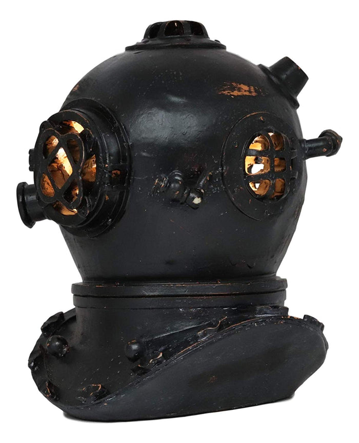 Ebros Gift Ebros Nautical Black Steampunk Diving Helmet Figurine With LED Night Light 9" Tall