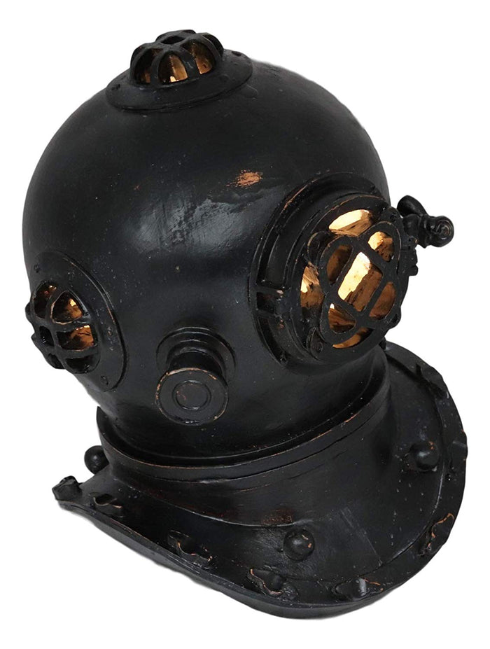 Ebros Gift Ebros Nautical Black Steampunk Diving Helmet Figurine With LED Night Light 9" Tall