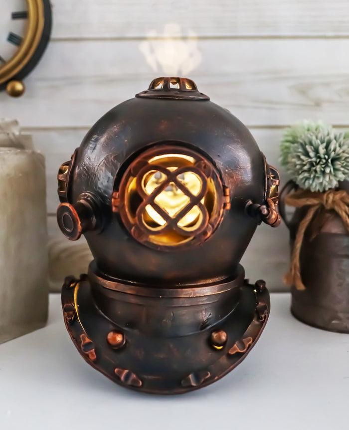 ebros gift Ebros Nautical Black Steampunk Diving Helmet Figurine with LED Night Light 9" Tall