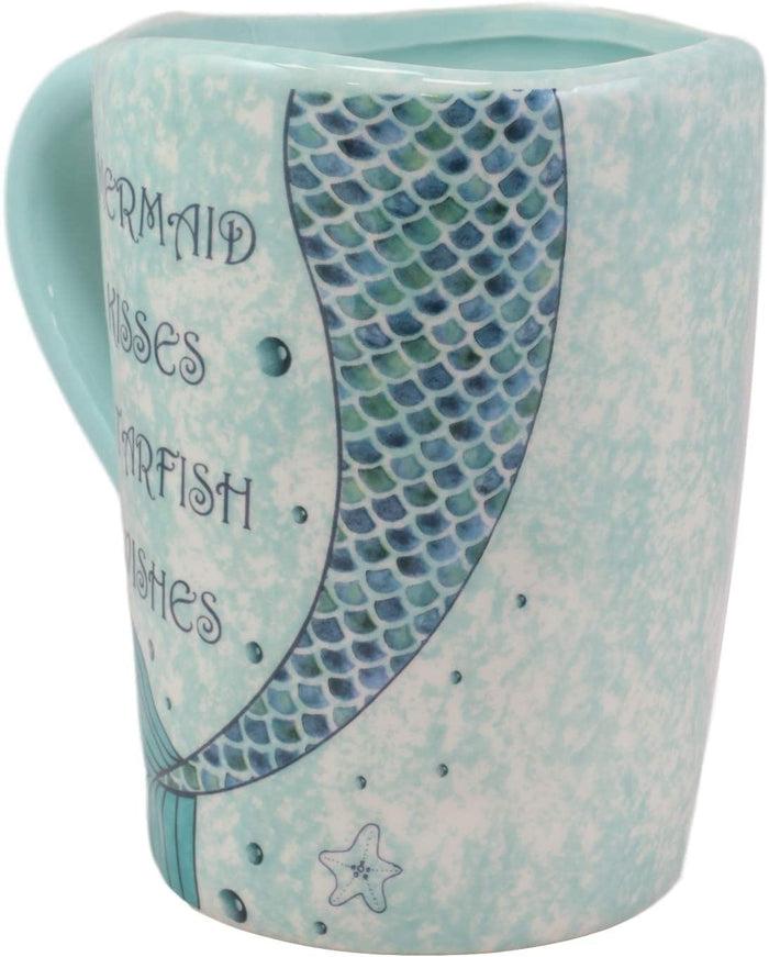 Ebros Gift Ebros Nautical Blue Mermaid Kisses Starfish Wishes Ceramic Mug 18oz Set Of 2