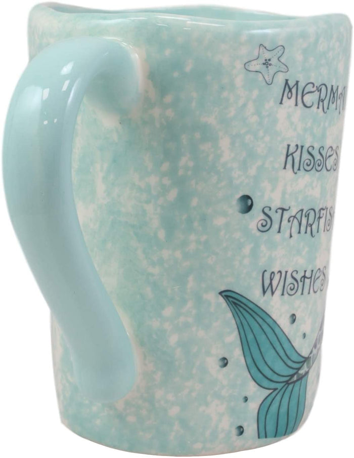 Ebros Gift Ebros Nautical Blue Mermaid Kisses Starfish Wishes Ceramic Mug 18oz 1 Pack