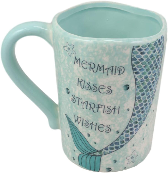 Ebros Gift Ebros Nautical Blue Mermaid Kisses Starfish Wishes Ceramic Mug 18oz 1 Pack