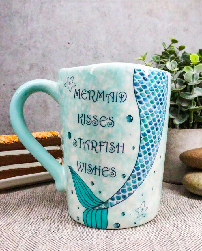 Ebros Gift Ebros Nautical Blue Mermaid Kisses Starfish Wishes Ceramic Mug 18oz 1 Pack