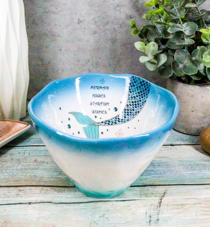 Ebros Gift Ebros Nautical Blue Mermaid Kisses Starfish Wishes Small Soup Bowl 16oz Set Of 2