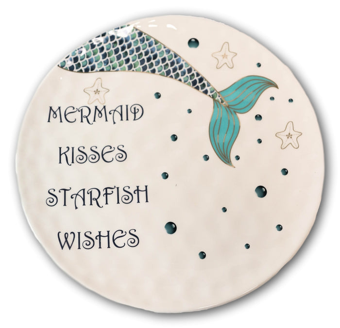 Ebros Gift Ebros Nautical Blue Mermaid Kisses Starfish Wishes Ceramic Dinner Plates 2 Pack