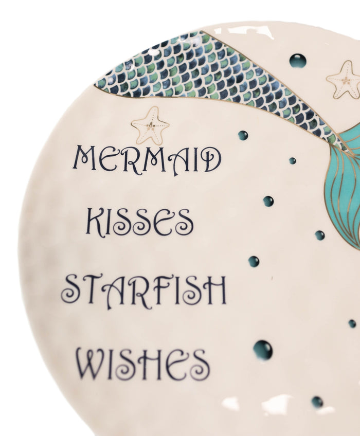 Ebros Gift Ebros Nautical Blue Mermaid Kisses Starfish Wishes Ceramic Dinner Plates 2 Pack