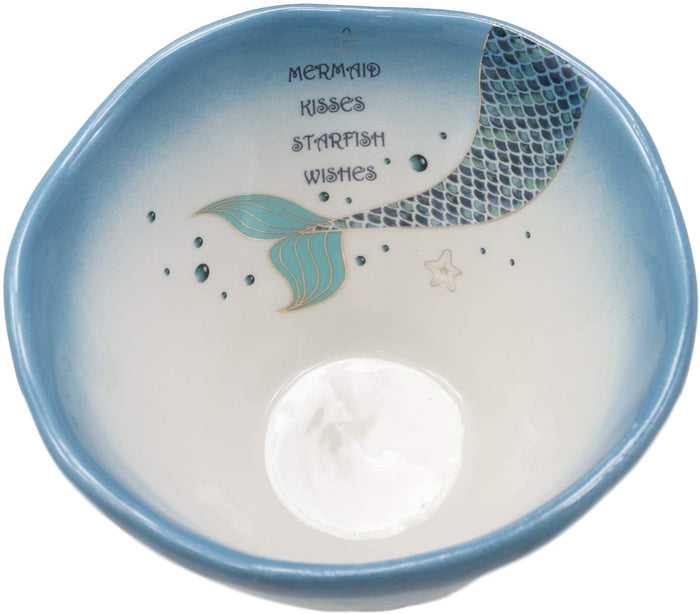Ebros Gift Ebros Nautical Blue Mermaid Kisses Starfish Wishes Ceramic Small Soup Bowl 16oz