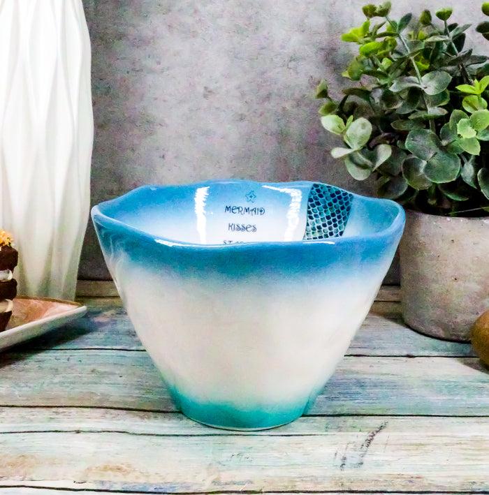 Ebros Gift Ebros Nautical Blue Mermaid Kisses Starfish Wishes Ceramic Small Soup Bowl 16oz