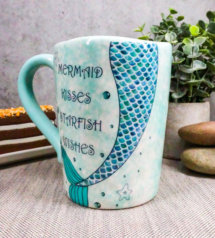 ebros gift Ebros Nautical Blue Mermaid Kisses Starfish Wishes Ceramic Mug 18oz 1 Pack
