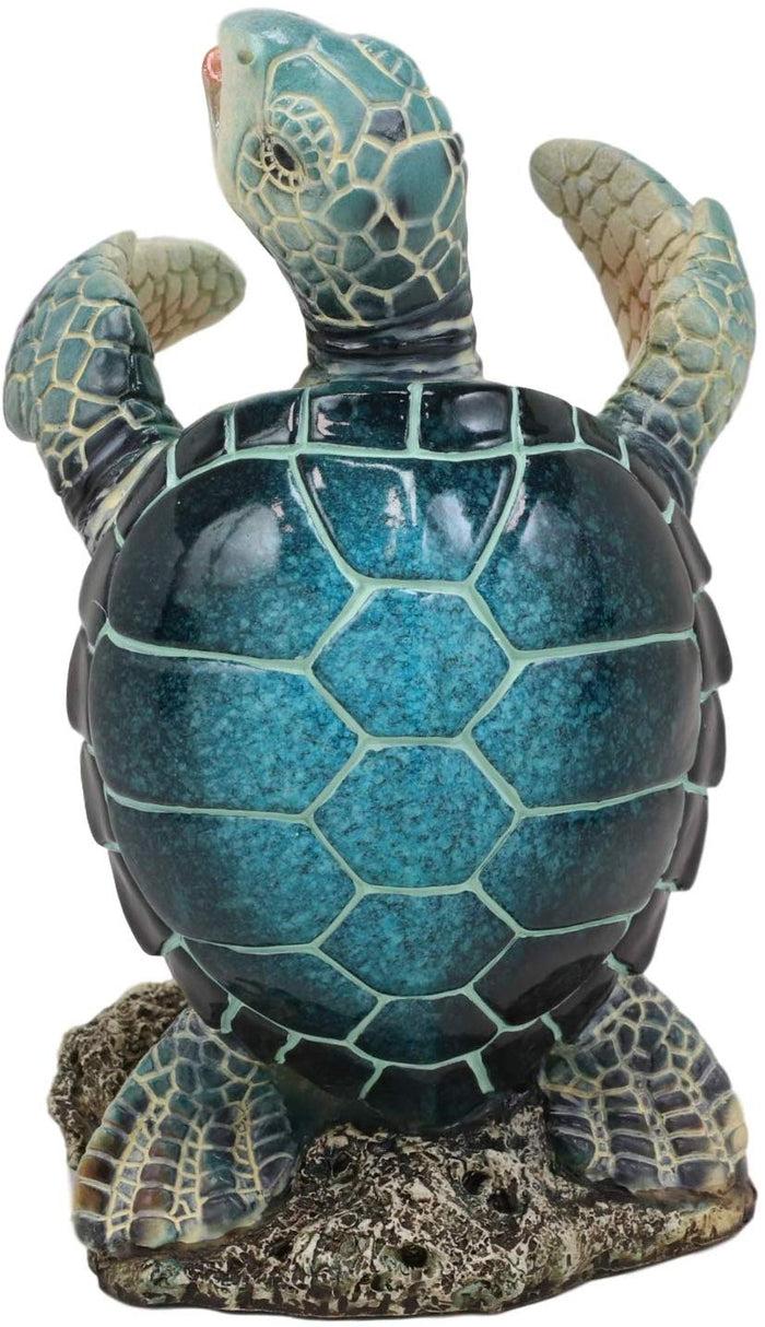 Ebros Gift Ebros Nautical Blue Sea Turtle Wine Bottle Holder Caddy Figurine 7.5" High